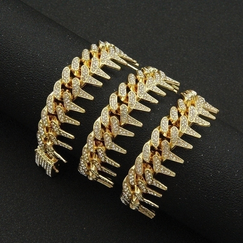 Iced-Out Spiked Cuban Chain