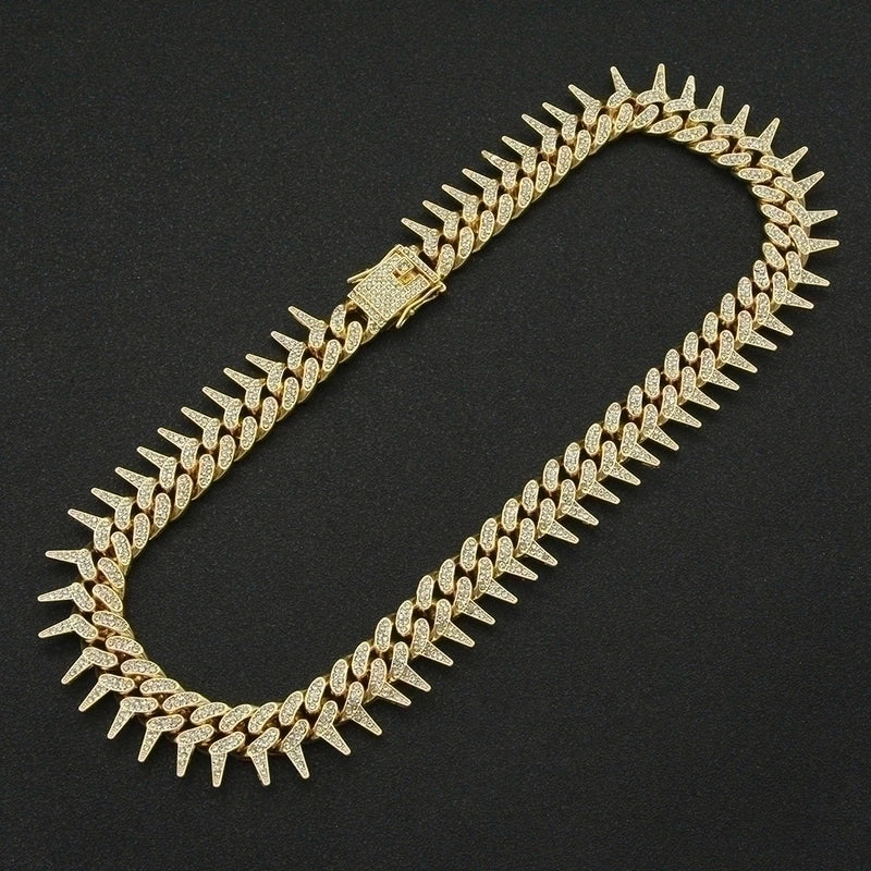 Iced-Out Spiked Cuban Chain
