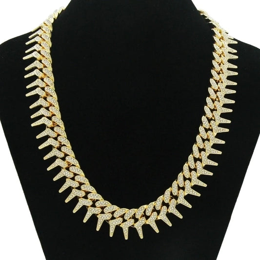 Iced-Out Spiked Cuban Chain