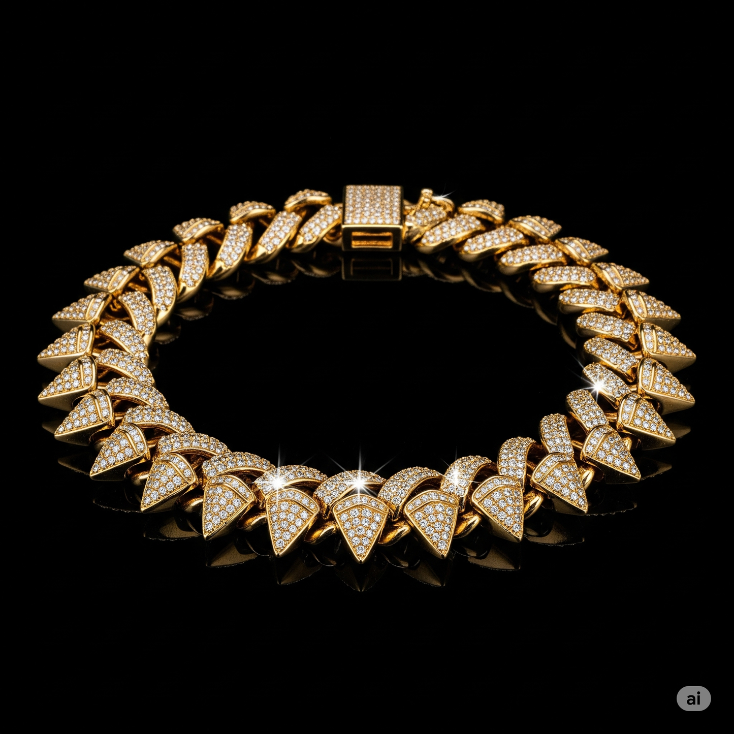 Iced-Out Spiked Cuban Chain